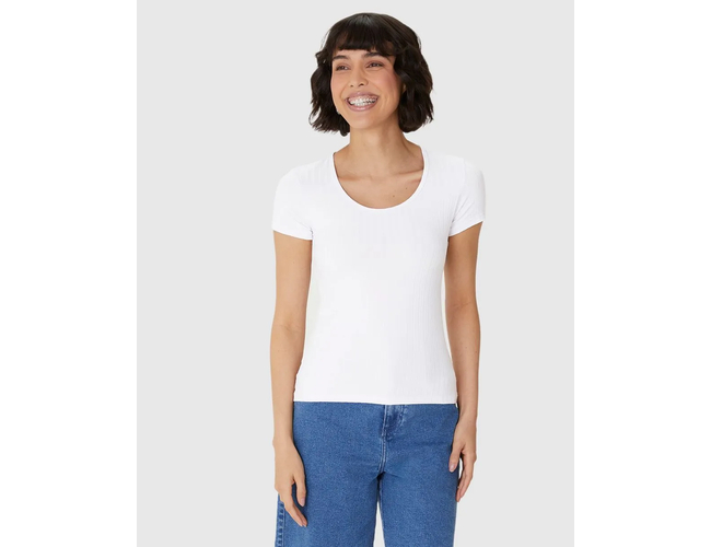 Blusa Básica Malwee Feminina Manga Curta Canelado 1000050615 - Atacado