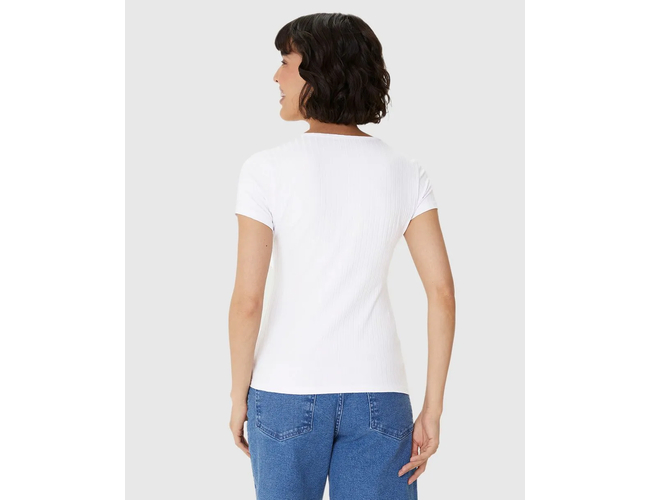 Blusa Básica Malwee Feminina Manga Curta Canelado 1000050615 - Atacado