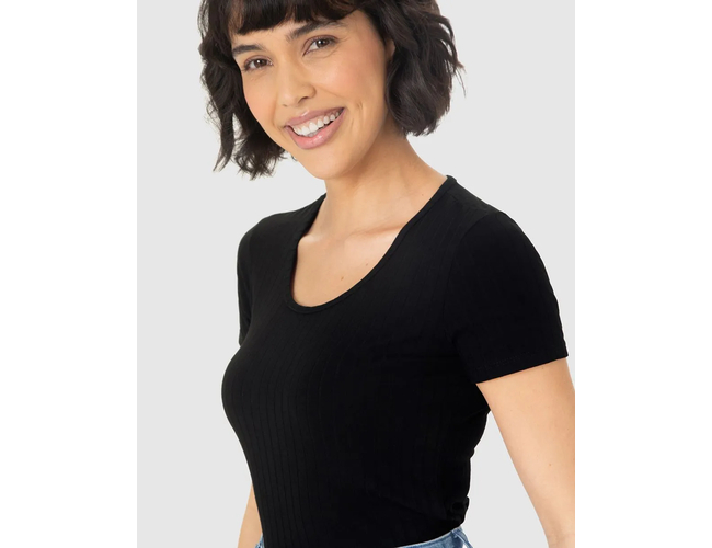 Blusa Basica Malwee Feminina Manga Curta Canelado 1000050615 - Atacado