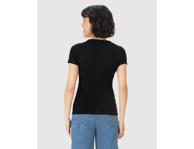 Blusa Basica Malwee Feminina Manga Curta Canelado 1000050615 - Atacado