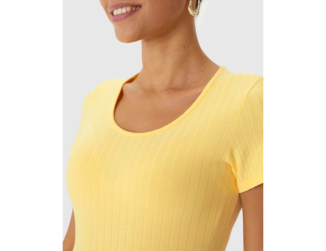 Blusa Básica Malwee Feminina Manga Curta Canelado 1000050615 - Atacado