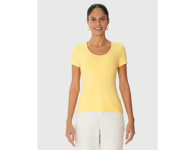 Blusa Básica Malwee Feminina Manga Curta Canelado 1000050615 - Atacado