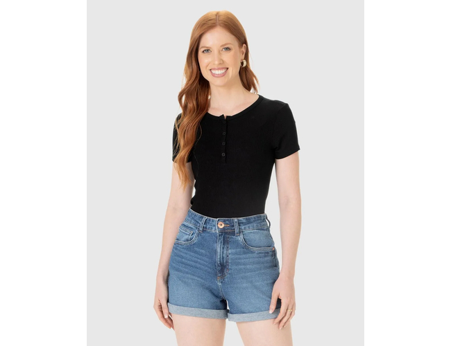 Blusa Básica Malwee Feminina Botões Frontais Malha Viscose Canelada 1000070953 - Atacado