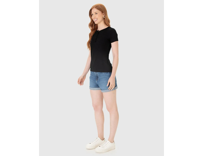 Blusa Básica Malwee Feminina Botões Frontais Malha Viscose Canelada 1000070953 - Atacado
