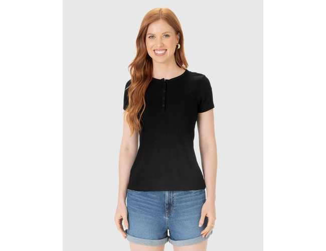 Blusa Básica Malwee Feminina Botões Frontais Malha Viscose Canelada 1000070953 - Atacado