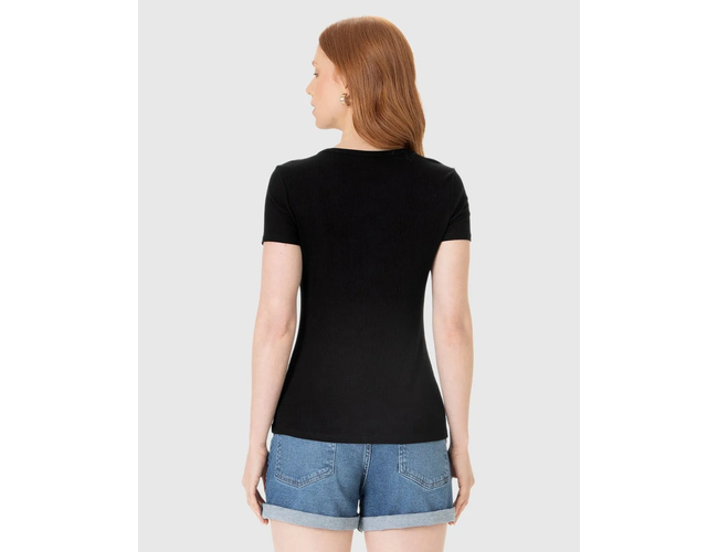 Blusa Básica Malwee Feminina Botões Frontais Malha Viscose Canelada 1000070953 - Atacado