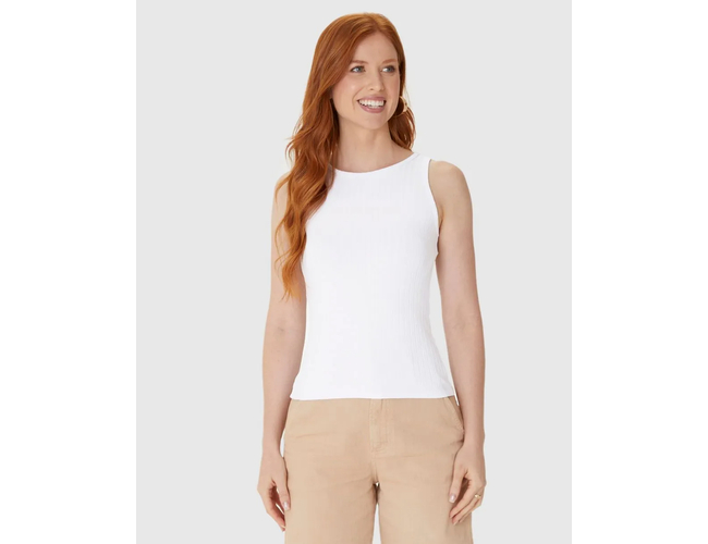 Regata Básica Malwee Feminina Decote Redondo Canelado Viscose 1000079308 - Atacado