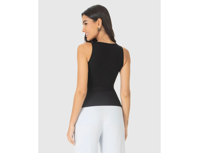 Regata Básica Malwee Feminina Decote Redondo Canelado Viscose 1000079308 - Atacado