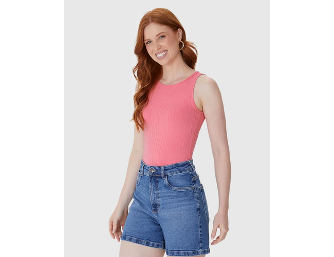 Regata Básica Malwee Feminina Decote Redondo Canelado Viscose 1000079308 - Atacado