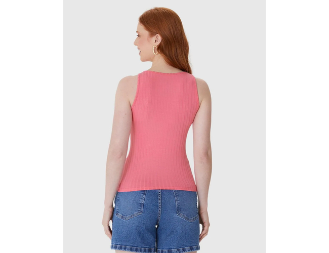 Regata Básica Malwee Feminina Decote Redondo Canelado Viscose 1000079308 - Atacado