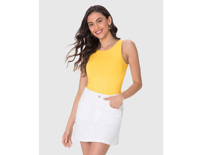 Regata Básica Malwee Feminina Decote Redondo Canelado Viscose 1000079308 - Atacado