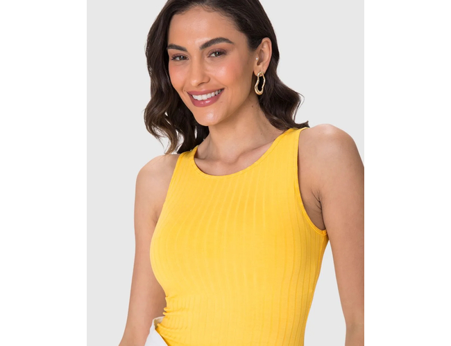 Regata Básica Malwee Feminina Decote Redondo Canelado Viscose 1000079308 - Atacado