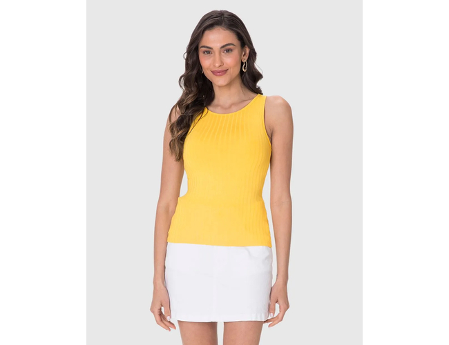 Regata Básica Malwee Feminina Decote Redondo Canelado Viscose 1000079308 - Atacado