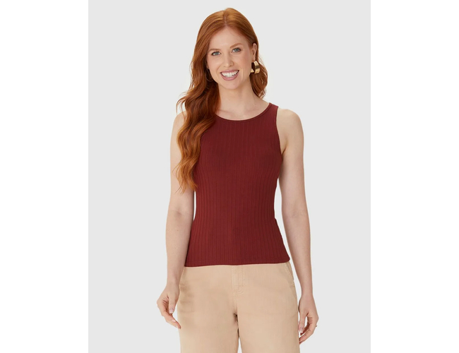 Regata Básica Malwee Feminina Decote Redondo Canelado Viscose 1000079308 - Atacado
