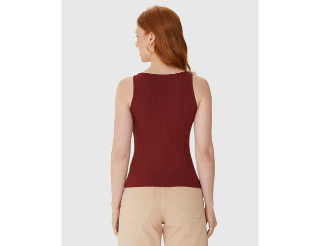 Regata Básica Malwee Feminina Decote Redondo Canelado Viscose 1000079308 - Atacado