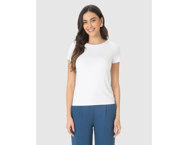 Blusa Básica Malwee Feminina Decote Redondo Viscose Stretch 1000079410 - Atacado