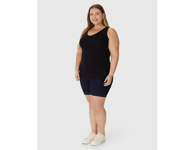 Regata Básica Malwee Feminina Plus Size Decote V Canelado Viscose 1000087854 - Atacado