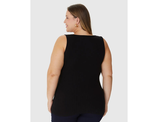 Regata Básica Malwee Feminina Plus Size Decote V Canelado Viscose 1000087854 - Atacado