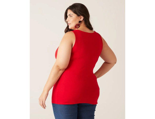 Regata Básica Malwee Feminina Plus Size Decote V Canelado Viscose 1000087854 - Atacado