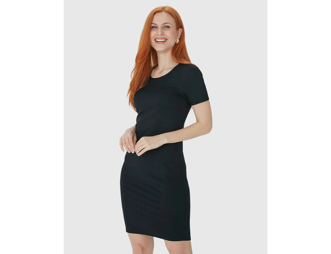 Vestido Básico Malwee Feminino Manga Curta Viscose Stretch 1000089473 - Atacado