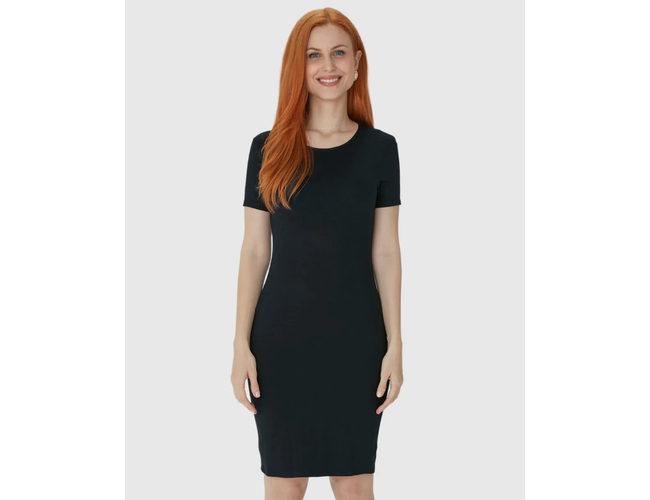 Vestido Básico Malwee Feminino Manga Curta Viscose Stretch 1000089473 - Atacado