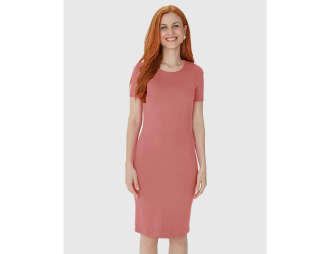 Vestido Básico Malwee Feminino Manga Curta Viscose Stretch 1000089473 - Atacado