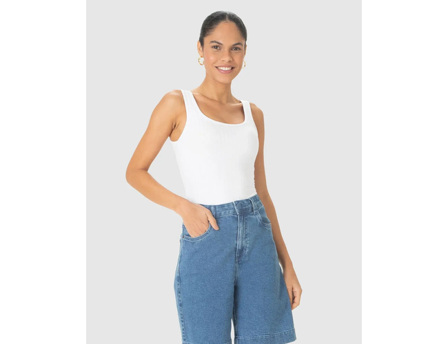 Regata Básica Feminina Decote U Canelado Viscose 1000089661 - Atacado