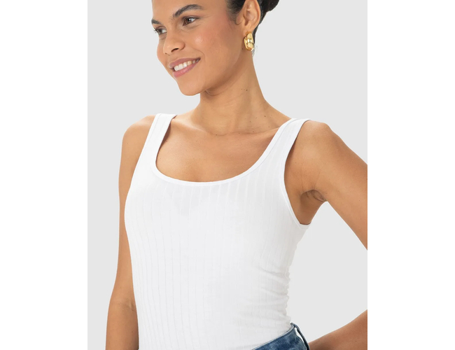 Regata Básica Feminina Decote U Canelado Viscose 1000089661 - Atacado