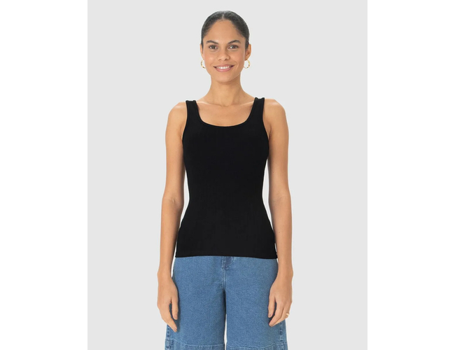 Regata Básica Feminina Decote U Canelado Viscose 1000089661 - Atacado