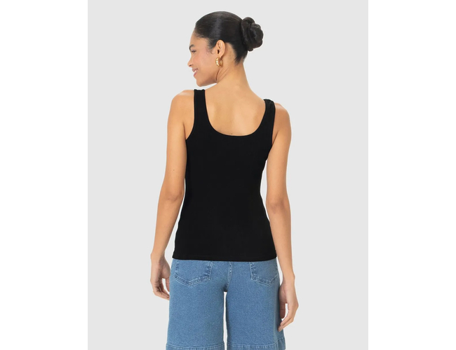 Regata Básica Feminina Decote U Canelado Viscose 1000089661 - Atacado