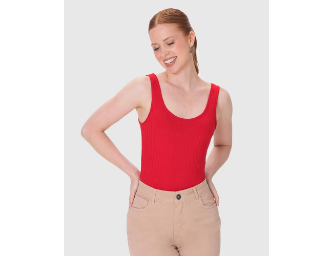 Regata Básica Feminina Decote U Canelado Viscose 1000089661 - Atacado