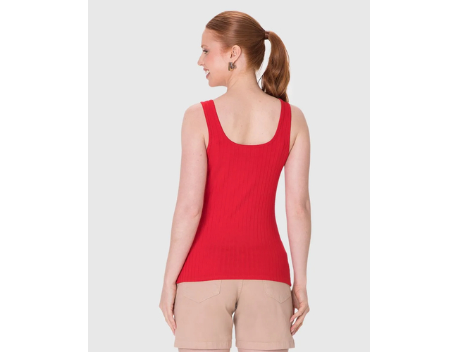 Regata Básica Feminina Decote U Canelado Viscose 1000089661 - Atacado