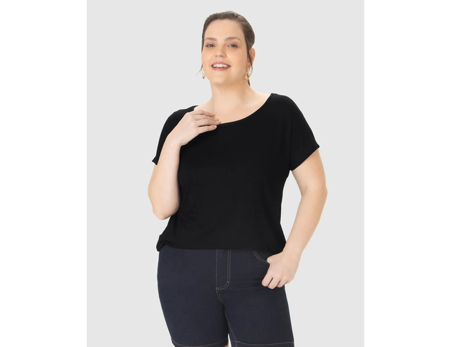 Blusa Básica Malwee Feminina Plus Size Manga Japonesa Viscose 10000100365 - Atacado