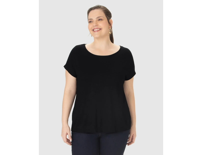 Blusa Básica Malwee Feminina Plus Size Manga Japonesa Viscose 10000100365 - Atacado