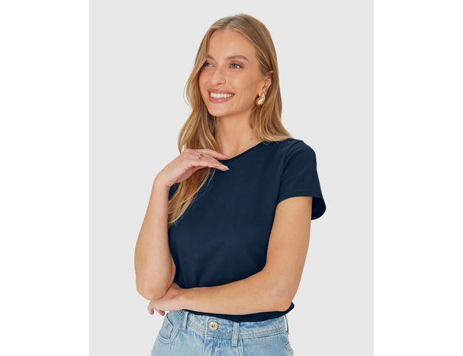 Blusa Básica Malwee Feminina Baby Look Em Algodão 100004499 - Atacado