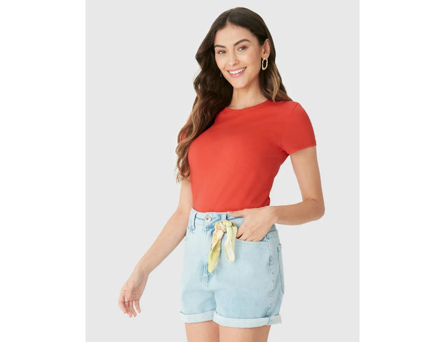 Blusa Básica Malwee Feminina Baby Look Em Algodão 100004499 - Atacado