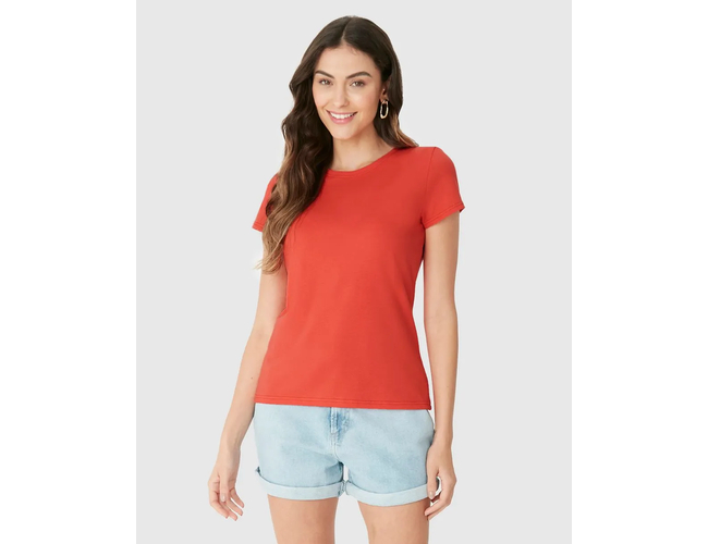 Blusa Básica Malwee Feminina Baby Look Em Algodão 100004499 - Atacado