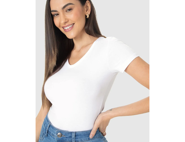 Blusa Básica Malwee Feminina Decote V Em Algodão 1000004502 - Atacado