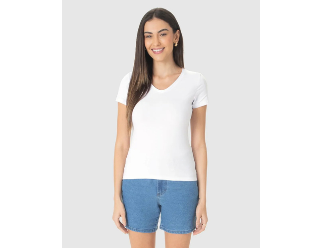 Blusa Básica Malwee Feminina Decote V Em Algodão 1000004502 - Atacado
