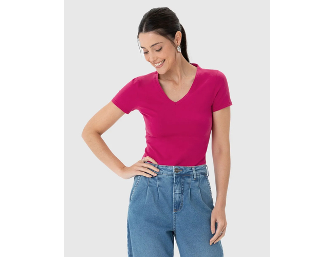 Blusa Básica Malwee Feminina Decote V Em Algodão 1000004502 - Atacado