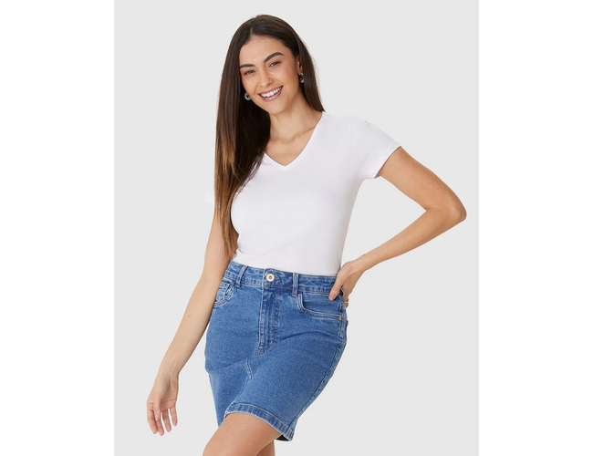 Blusa Básica Malwee Feminina Decote V Em Algodão 1000047373 - Atacado