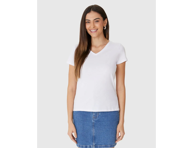 Blusa Básica Malwee Feminina Decote V Em Algodão 1000047373 - Atacado