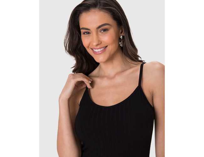 Regata Básica Malwee Feminina Alça Fina Canelada Viscose 1000050617 - Atacado