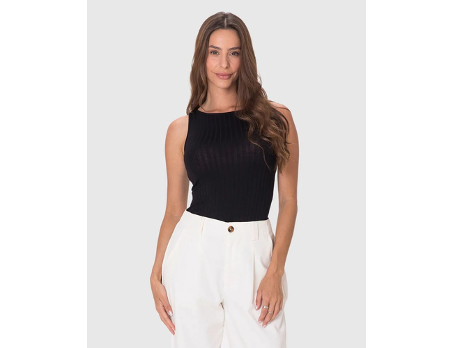 Regata Básica Malwee Feminina Decote Redondo Canelado Viscose 1000079308 - Atacado