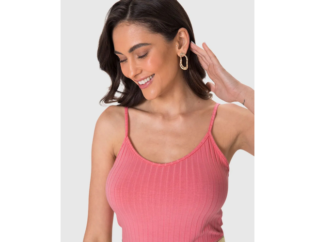 Regata Básica Malwee Feminina Alça Fina Canelada Viscose 1000050617 - Atacado