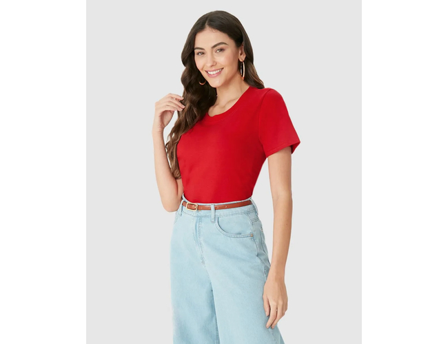 Blusa Básica Malwee Feminina Decote Redondo Com Pesponto Em Algodão 1000102559 - Atacado