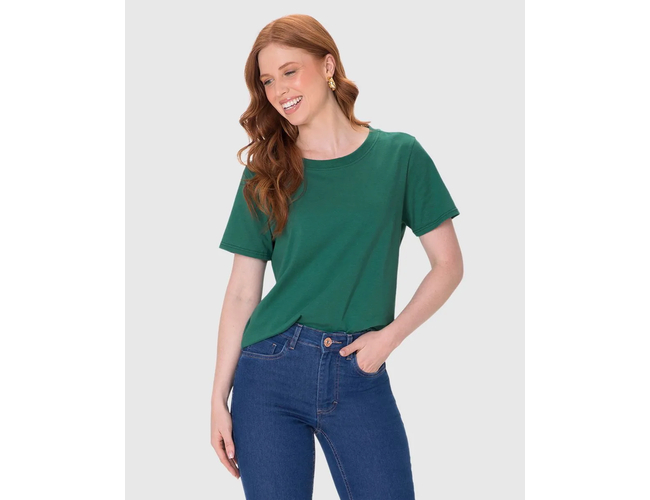 Blusa Básica Malwee Feminina Decote Redondo Com Pesponto Em Algodão 1000102559 - Atacado