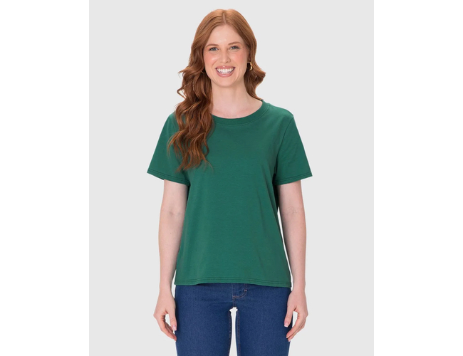 Blusa Básica Malwee Feminina Decote Redondo Com Pesponto Em Algodão 1000102559 - Atacado