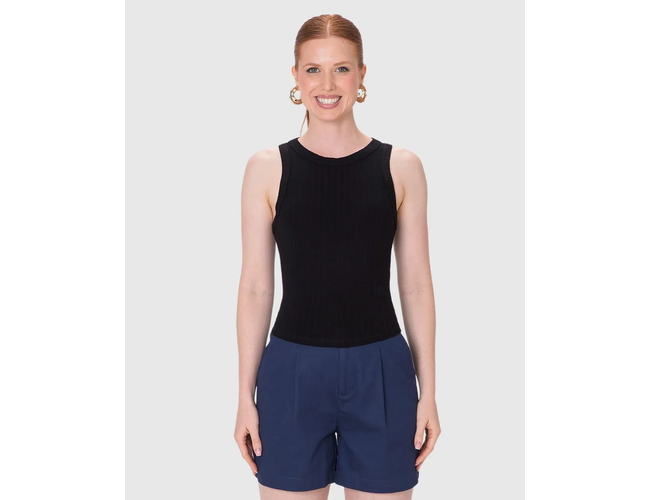 Regata Básica Malwee Feminina Long Cropped Em Malha Canelada De Viscose 1000113554 - Atacado