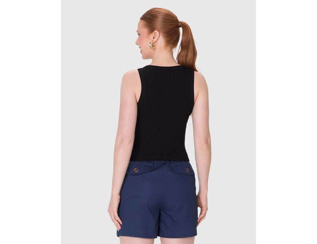 Regata Básica Malwee Feminina Long Cropped Em Malha Canelada De Viscose 1000113554 - Atacado